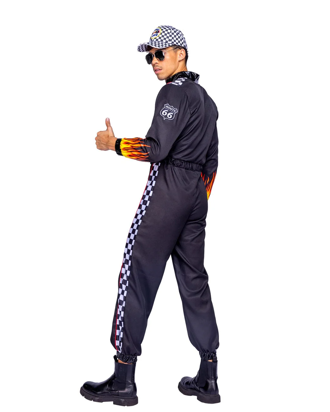 Men's Black Hunky Race Car Driver Jumpsuit Halloween Cosplay Costume - Image 2