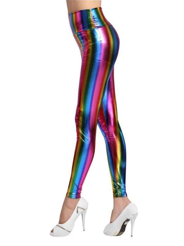 Metallic Rainbow Print Leggings - Image 4