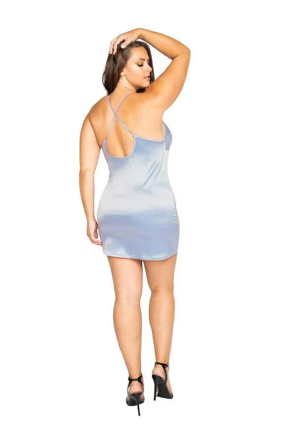 Pearl Blue Soft Satin Chemise (Plus Size also available) - Image 4