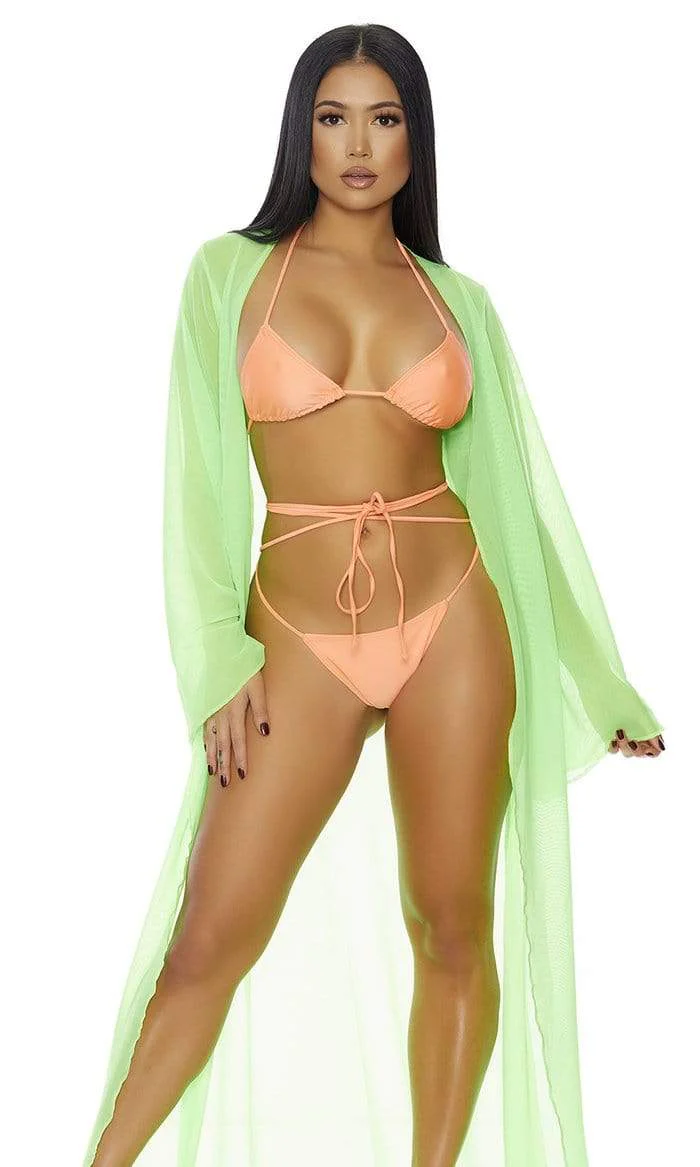 Neon Pink Sheer Mesh Kimono Long Robe (Many Colors Available) - Image 10
