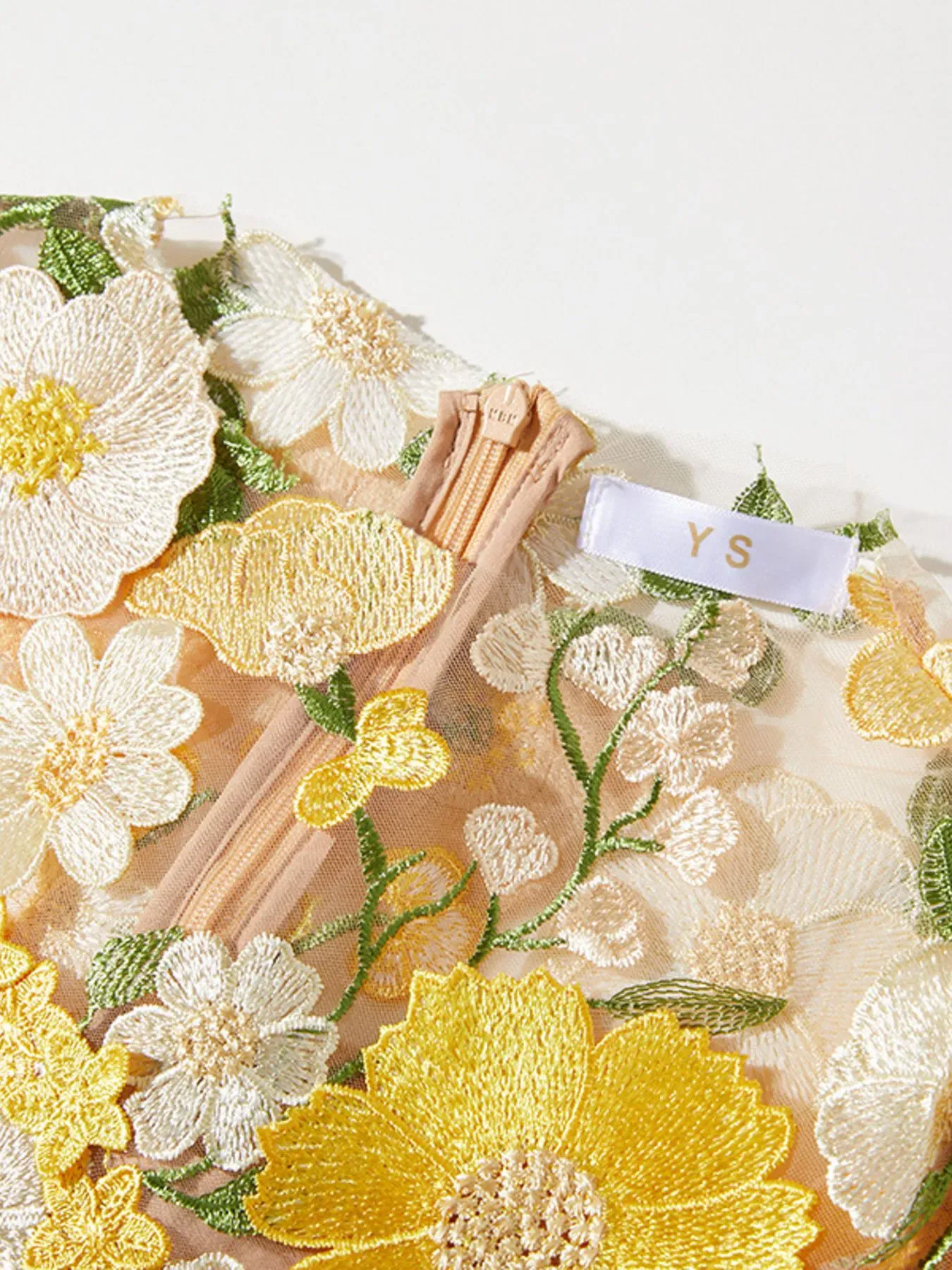 Nude Floral Embroidered Mesh Long Sleeve Midi Dress (Also Plus Size) - Image 27