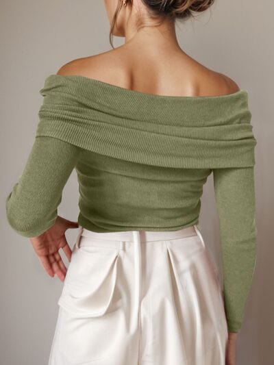 Off-Shoulder Long Sleeve Sweater - Image 10