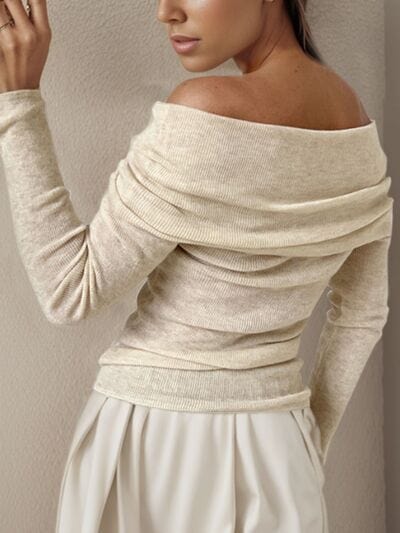 Off-Shoulder Long Sleeve Sweater - Image 5