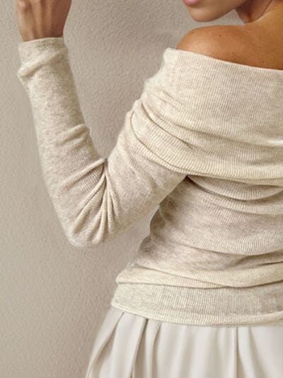 Off-Shoulder Long Sleeve Sweater - Image 6
