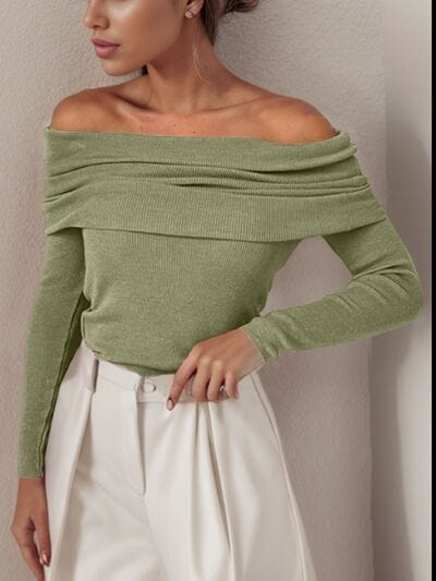 Off-Shoulder Long Sleeve Sweater - Image 8