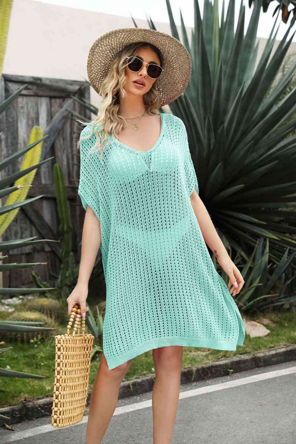 Openwork Side Slit Cover-Up Dress - Image 10