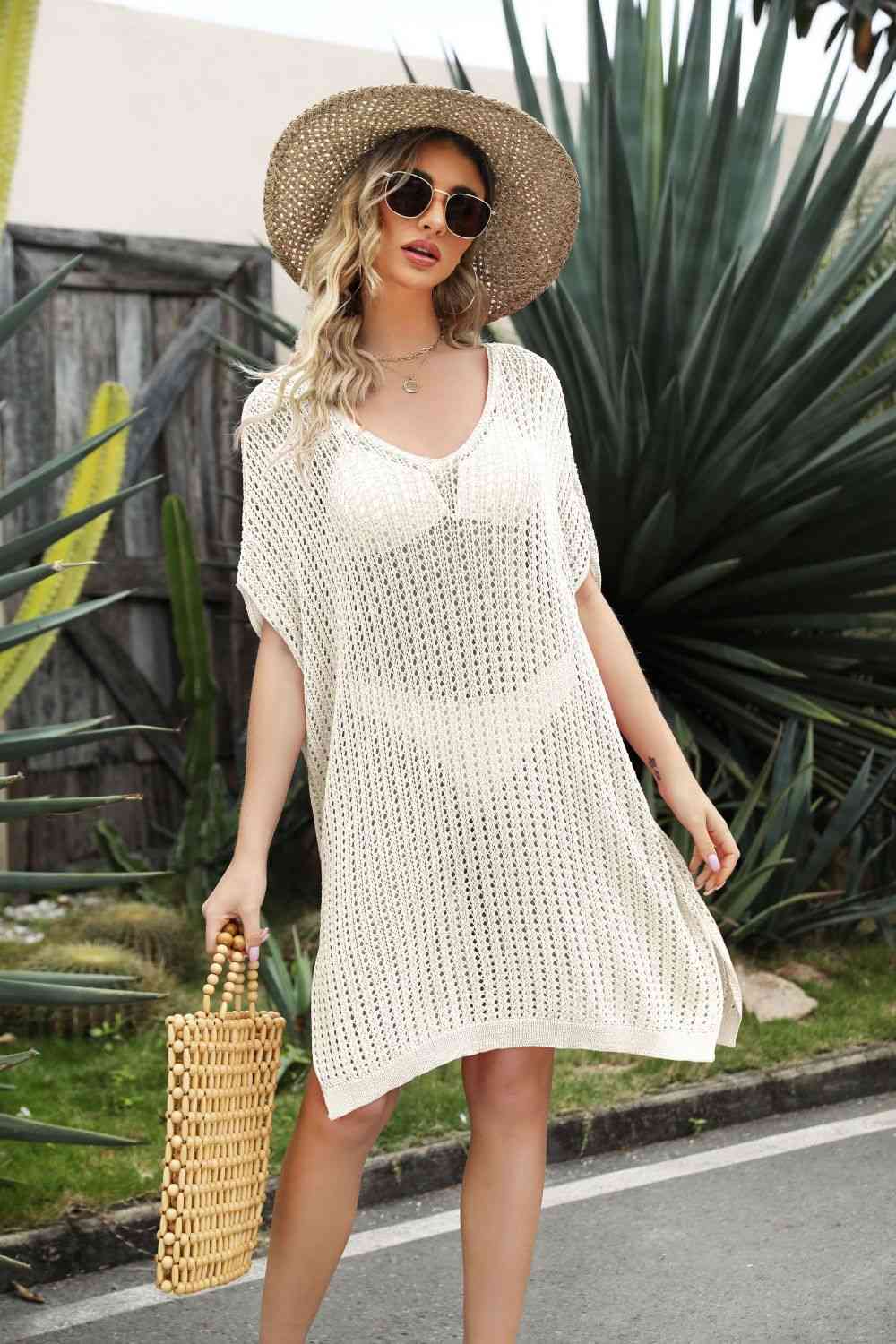 Openwork Side Slit Cover-Up Dress - Image 21