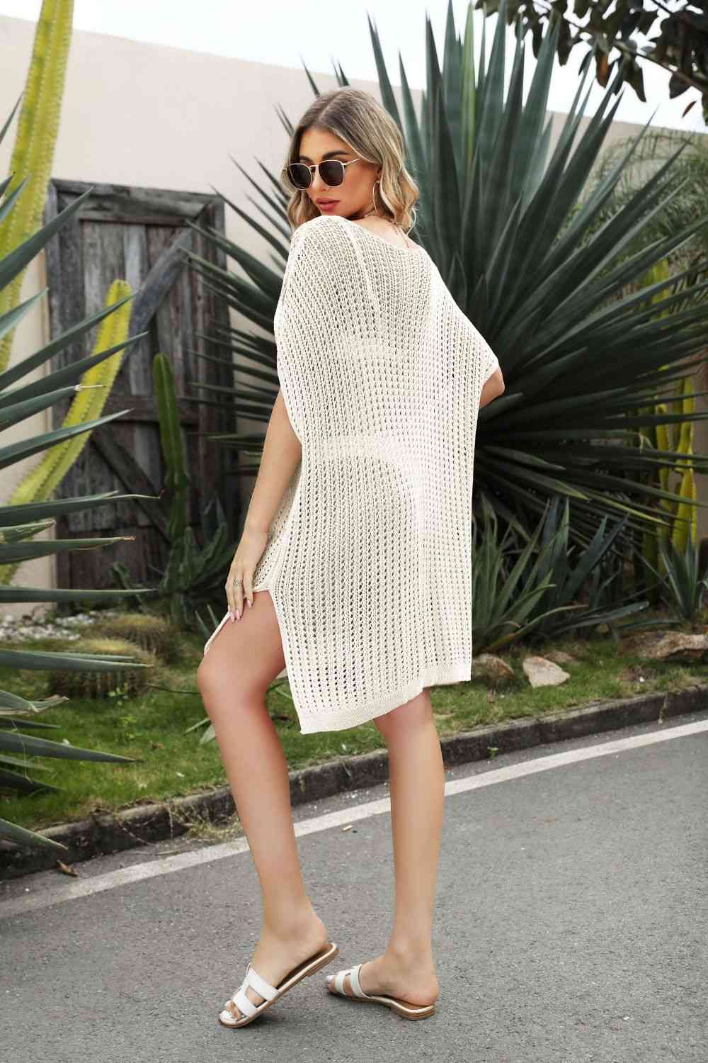 Openwork Side Slit Cover-Up Dress - Image 23