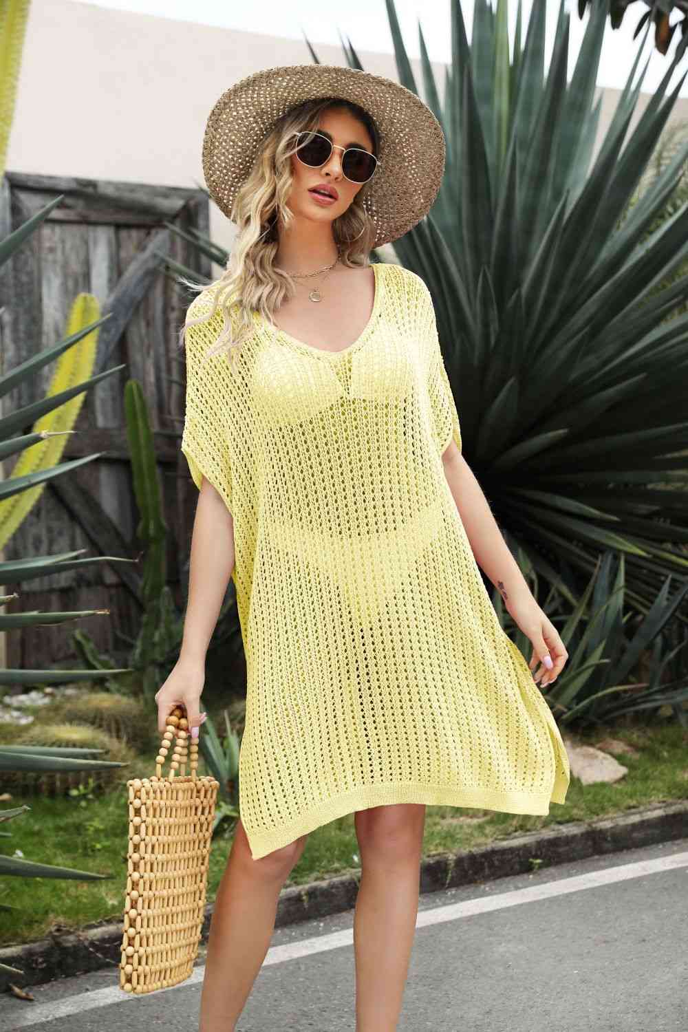 Openwork Side Slit Cover-Up Dress - Image 5