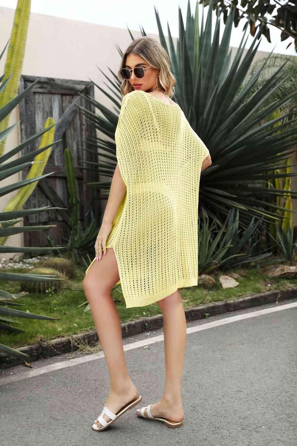 Openwork Side Slit Cover-Up Dress - Image 8