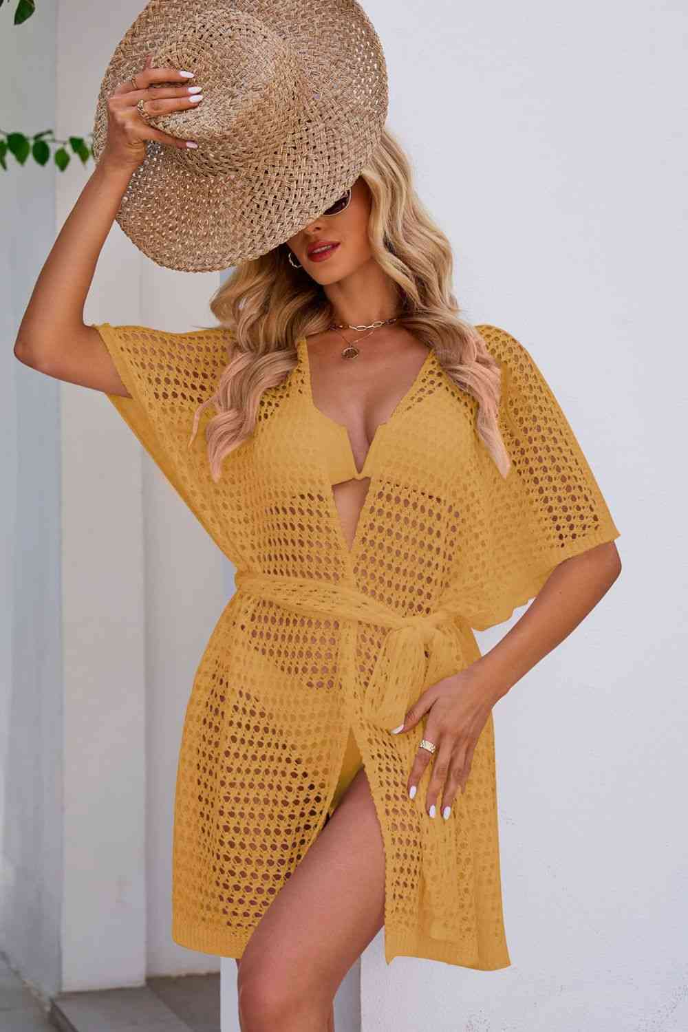 Openwork Tie Waist Cover Up - Image 10