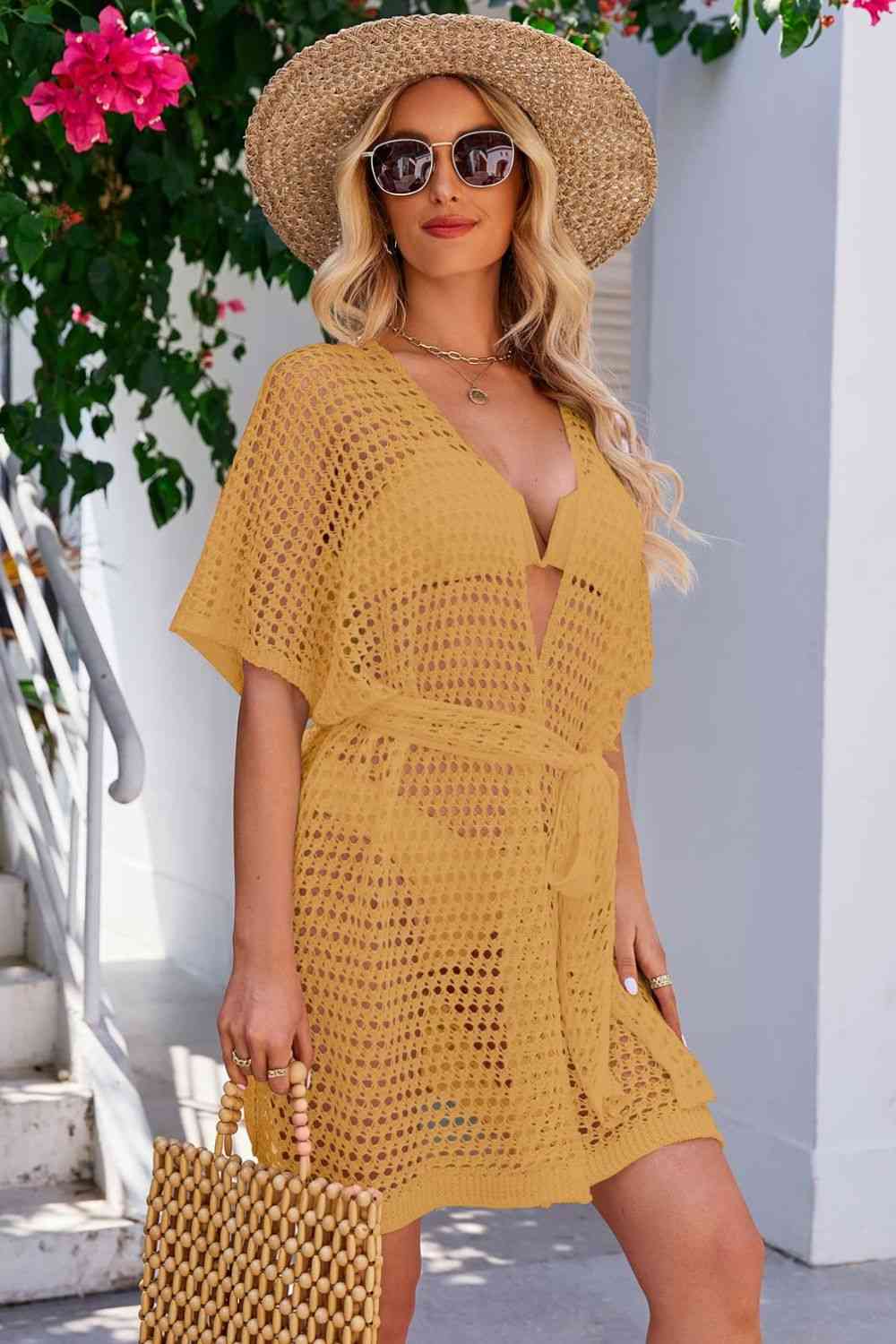 Openwork Tie Waist Cover Up - Image 11
