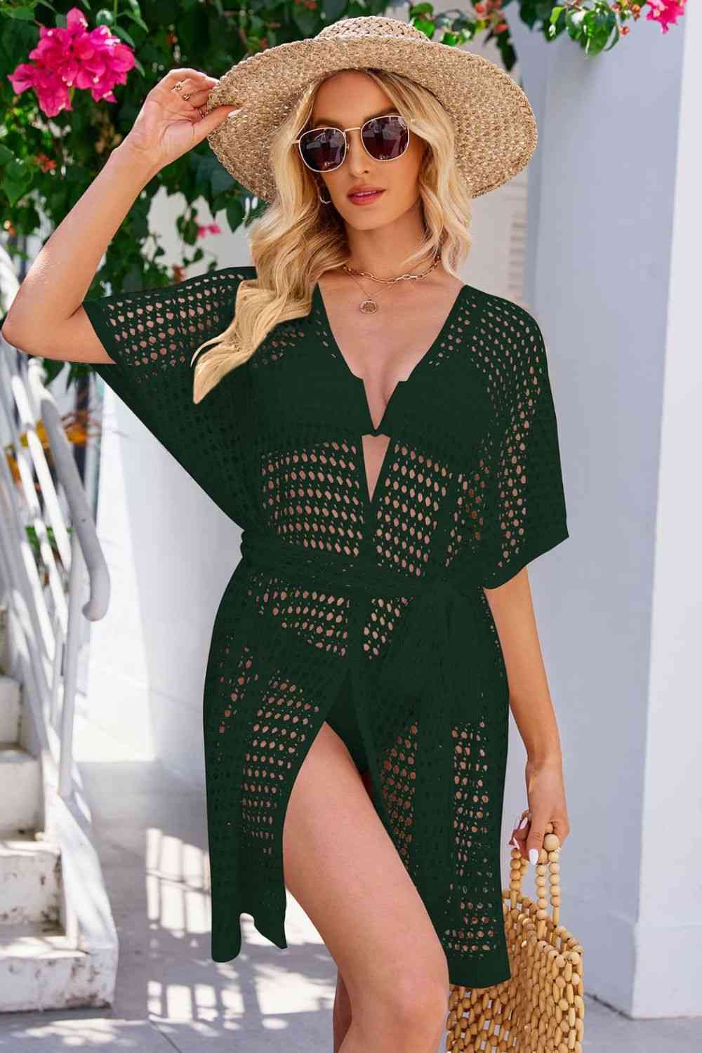 Openwork Tie Waist Cover Up - Image 7