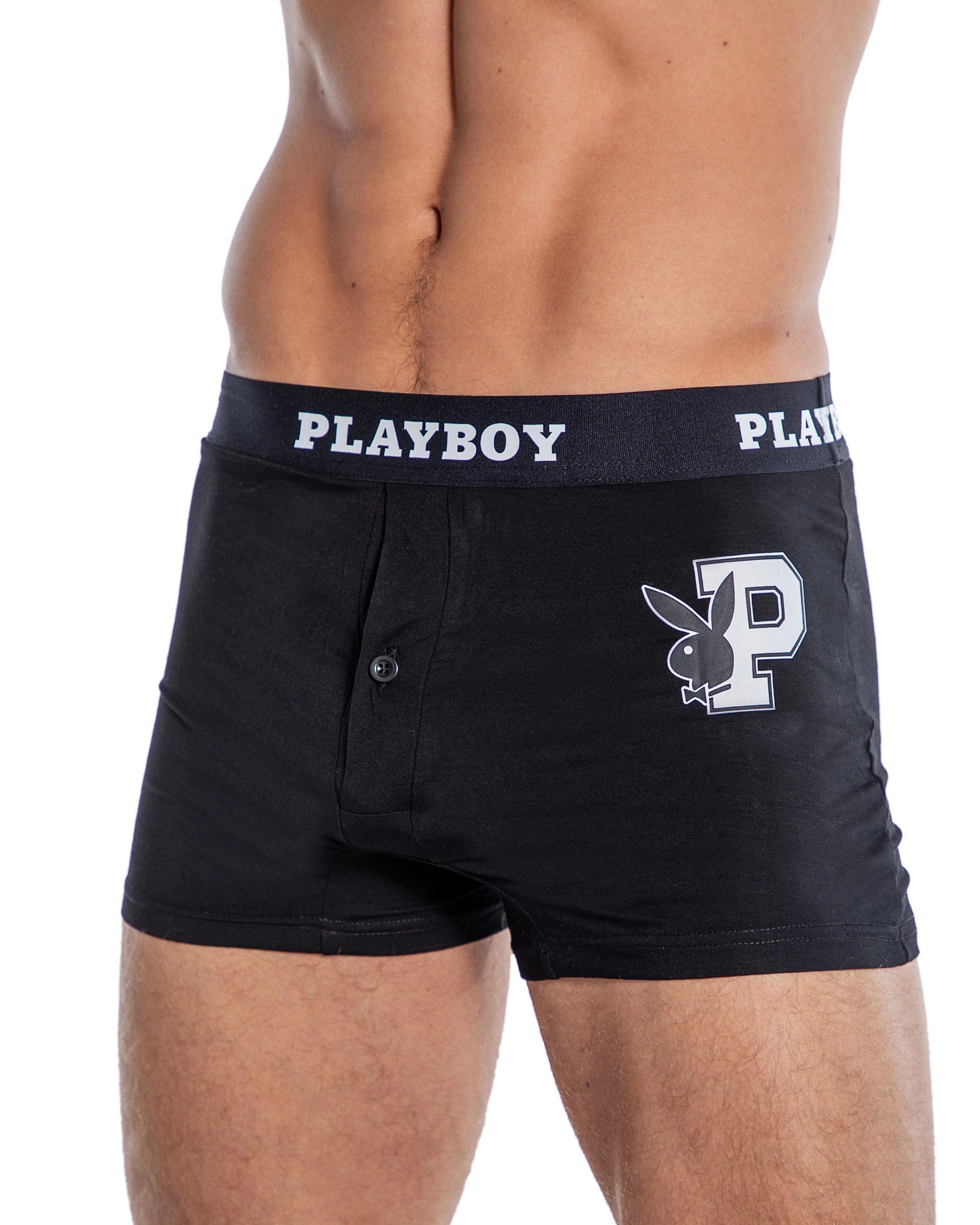 Men's Playboy Bunny Varsity Black Modal Boxer Brief Underwear - Image 3