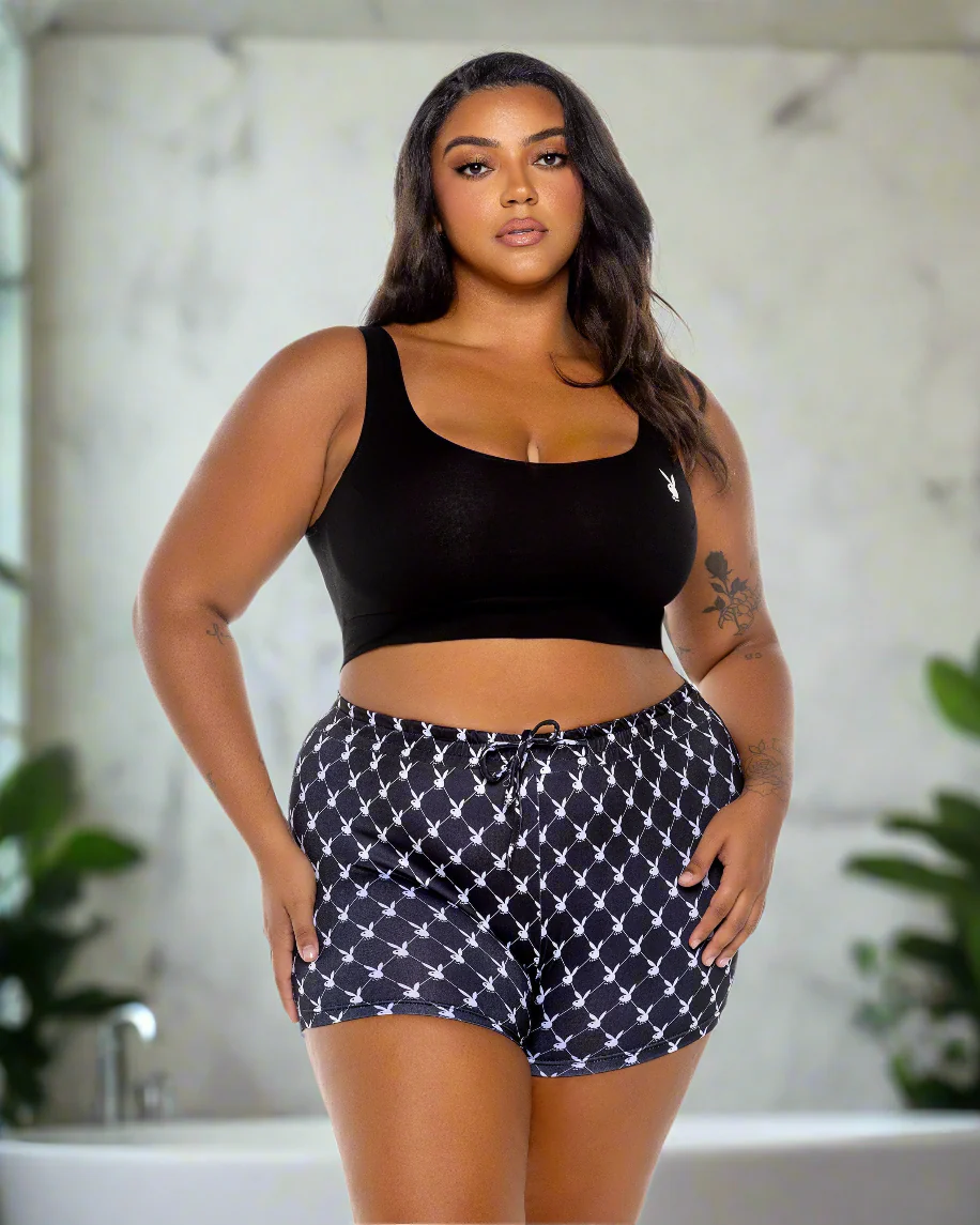 Playboy Bunny Slumber Black Tank Top & Highwaisted Short Loungewear - Image 3