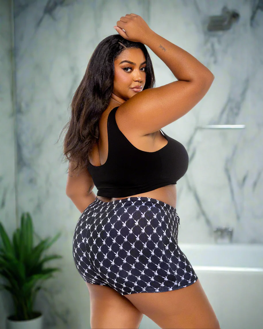 Playboy Bunny Slumber Black Tank Top & Highwaisted Short Loungewear - Image 4