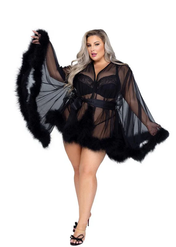 Pink Mesh Hollywood Glam Luxury Mini Robe Lingerie - Image 8