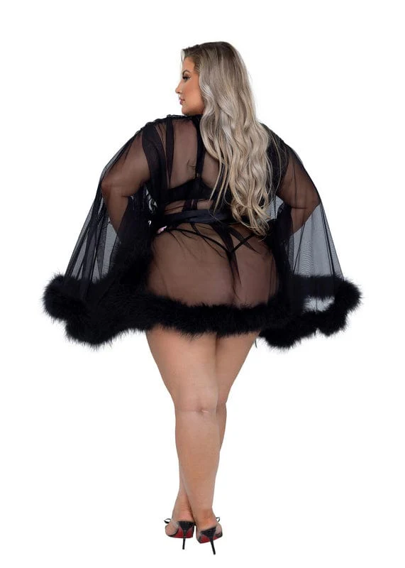 Pink Mesh Hollywood Glam Luxury Mini Robe Lingerie - Image 9