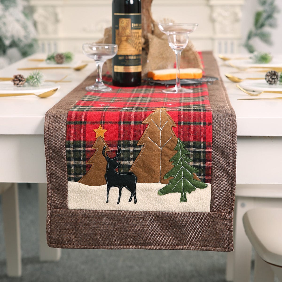 Plaid Christmas Element Table Runner - Image 3
