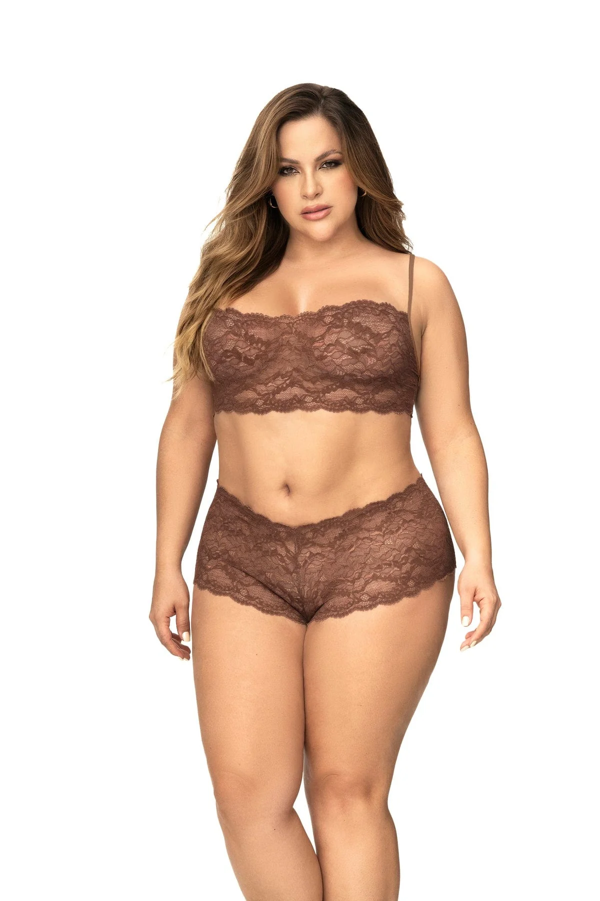 Plus Size Black Lace Tank Crop Top & Boy Short Panty Lingerie Set (Many colors available) - Image 13
