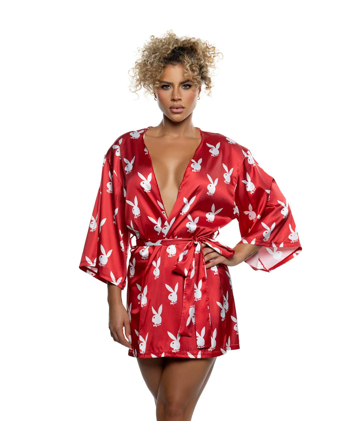 Black Playboy Bunny Chill Bell Sleeve Robe Lounge Lingerie (Plus Size Available) - Image 11