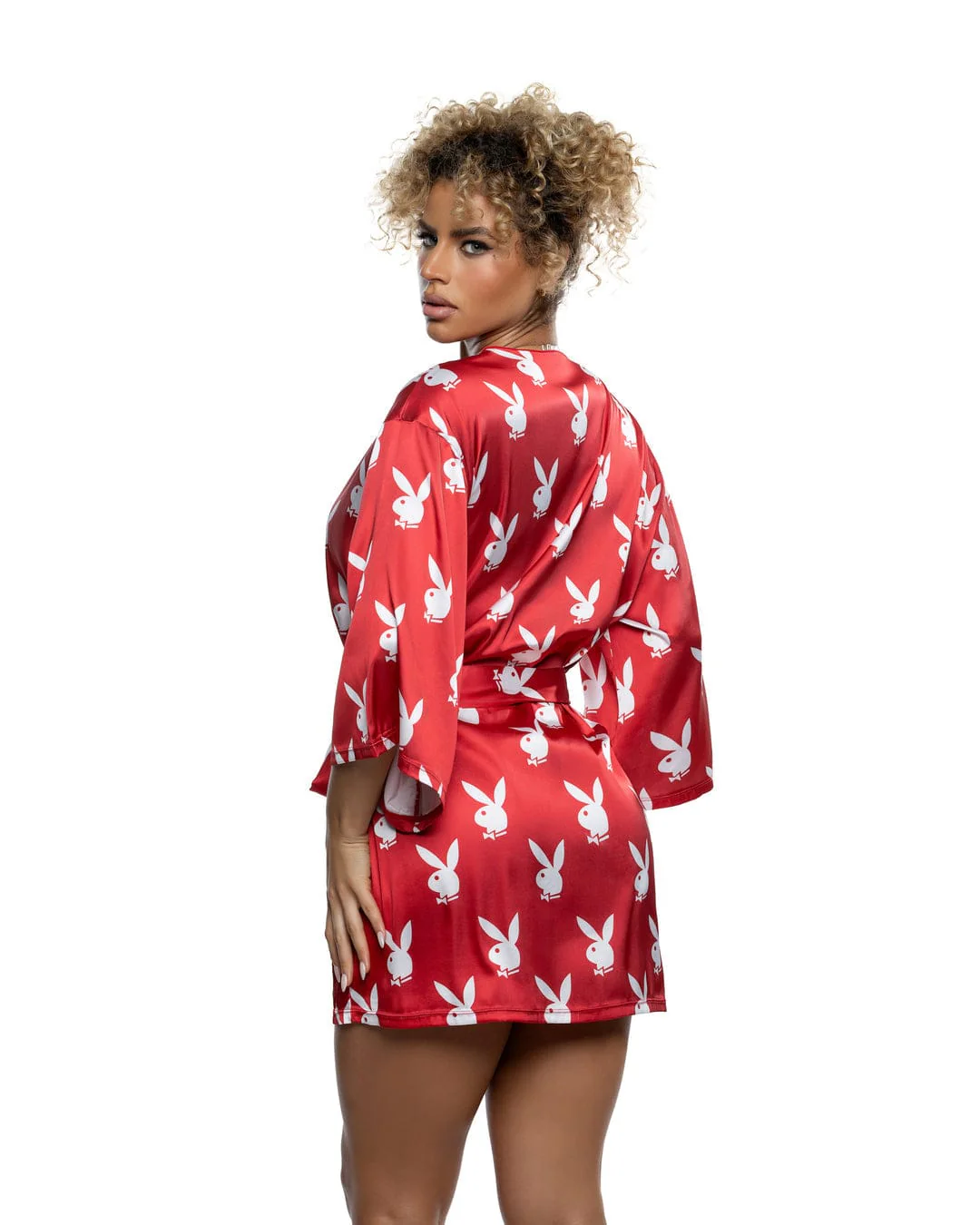 Black Playboy Bunny Chill Bell Sleeve Robe Lounge Lingerie (Plus Size Available) - Image 12