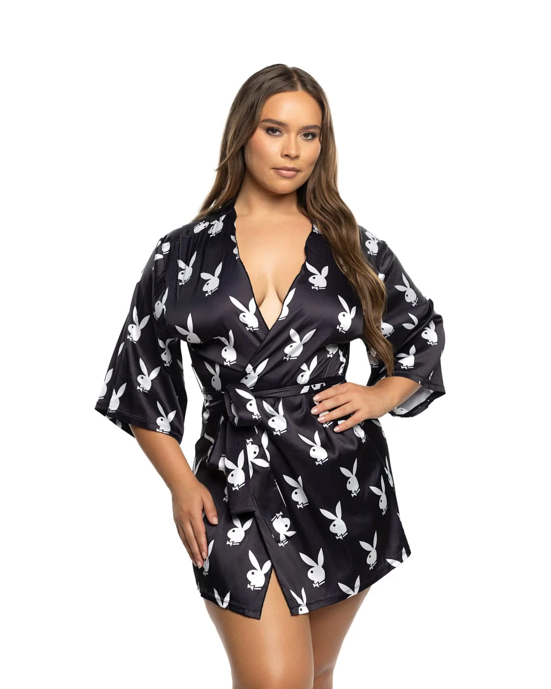 Black Playboy Bunny Chill Bell Sleeve Robe Lounge Lingerie (Plus Size Available) - Image 13