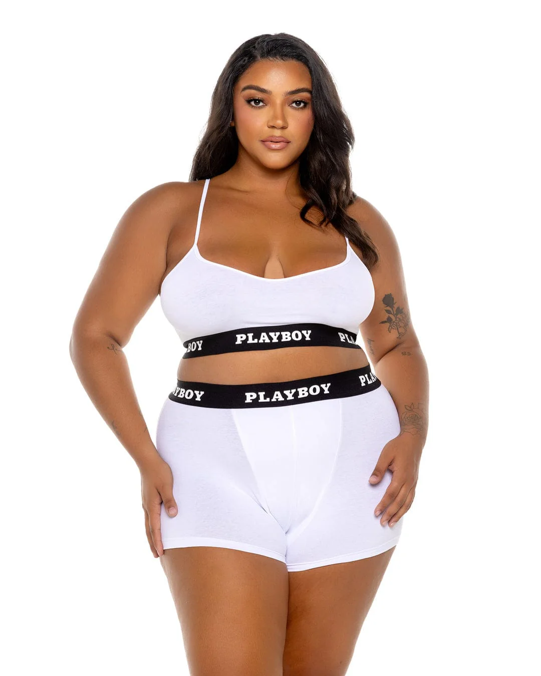 Black Playboy Bunny Sport Bralette & High Waisted Short Lounge Lingerie (Plus size Available) - Image 7