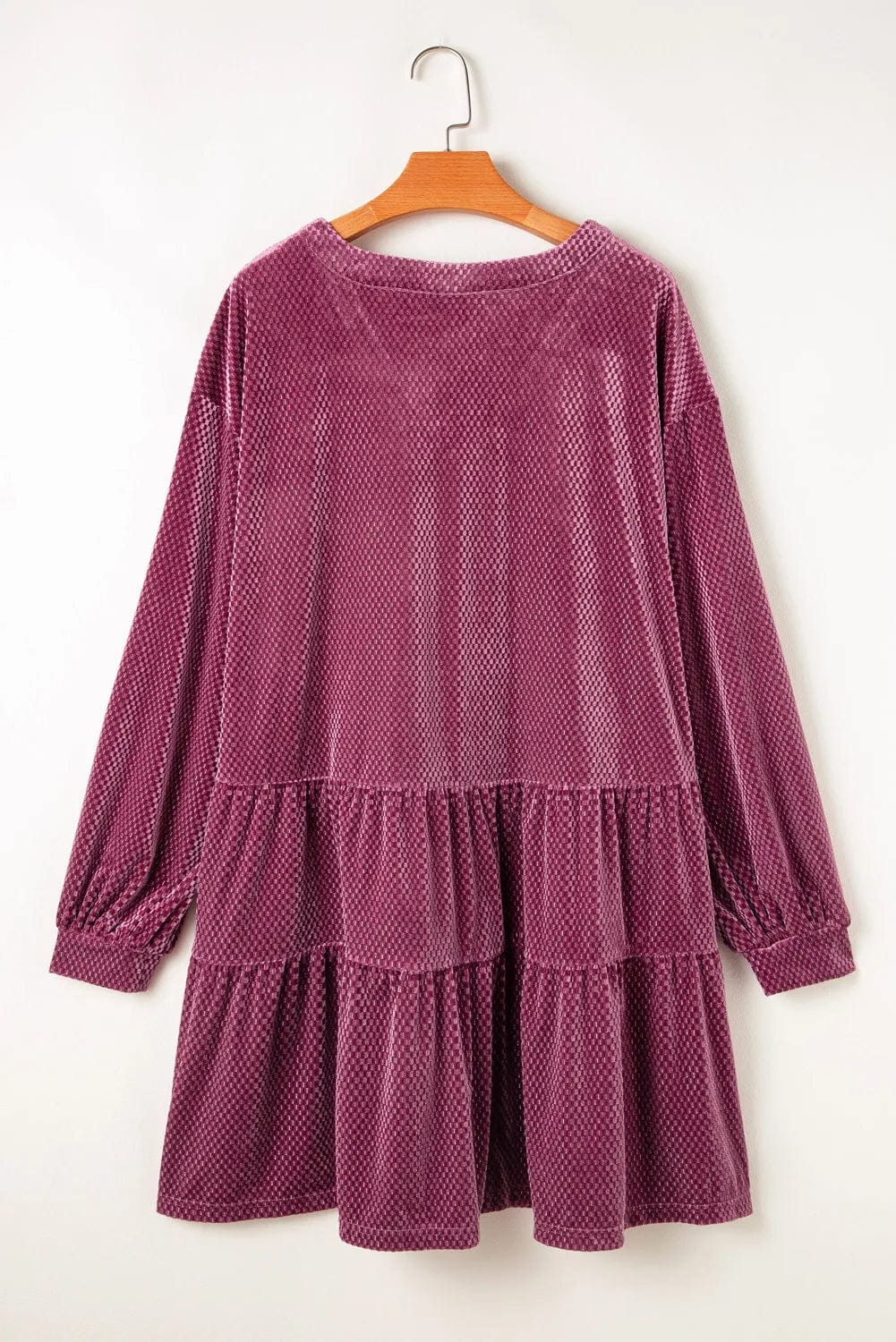Plus Size Dark Navy Velvet Button Long Sleeve Midi Dress - Image 9