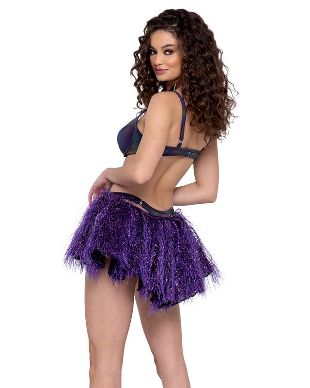 Purple Faux Fur w/ Harness Skirt Festival Ravewear - Image 2