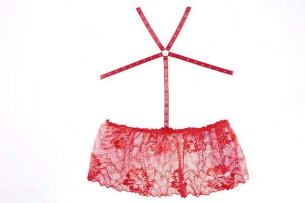 Red Edgy Strappy Madelyn Baby Doll Lingerie - Image 6