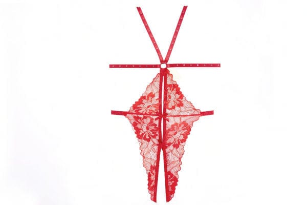 Red Lilly Teddy with Rhinestone Straps Lingerie - Image 5