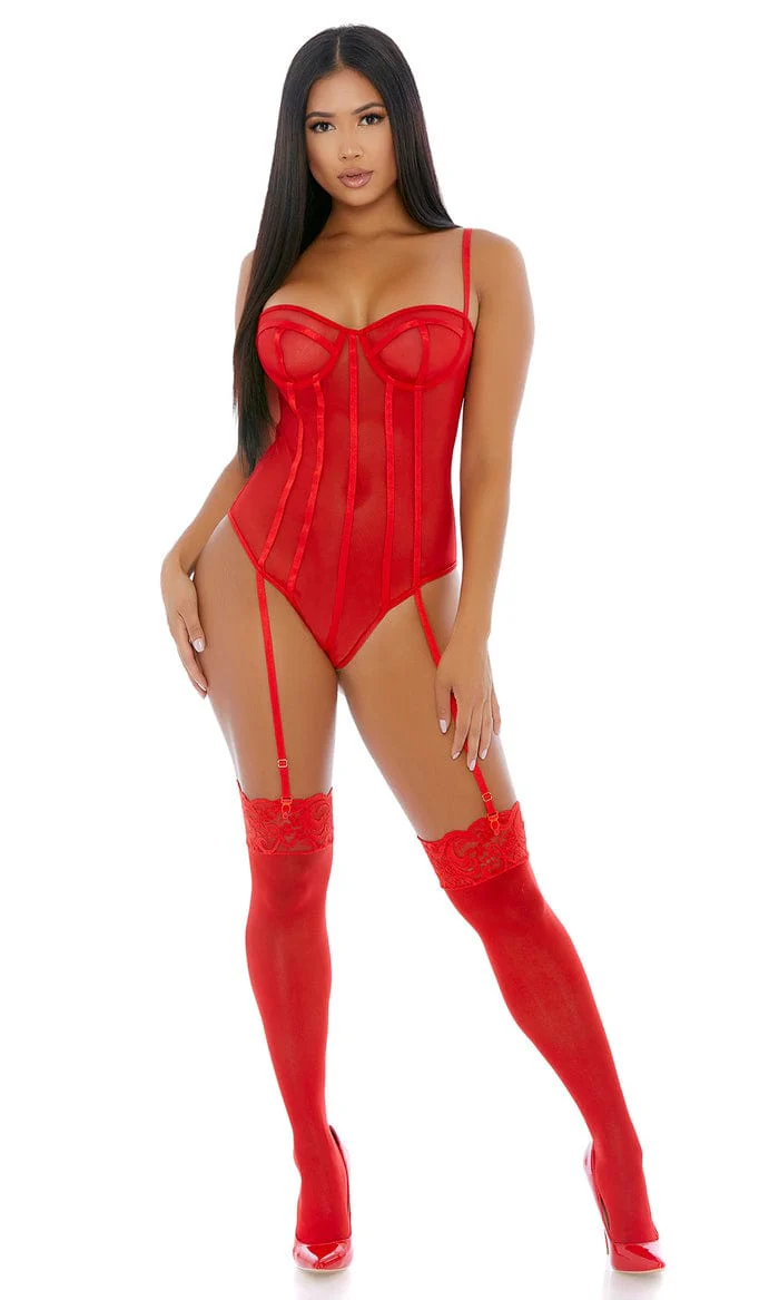 Red Sheer Up Mesh Teddy Sexy Lingerie - Image 3