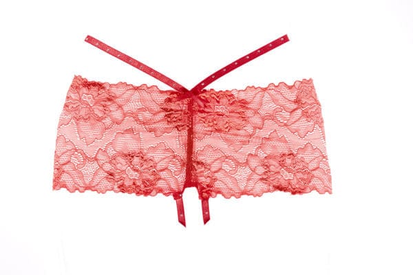 Red Rhinestone-Strapped Kelly Crotchless Shorts Lingerie - Image 3