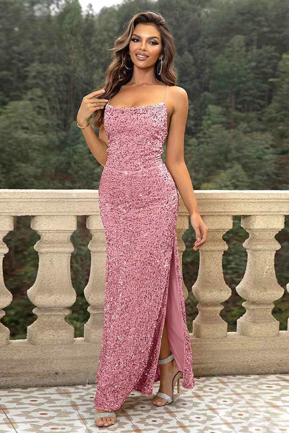 Sequin Backless Split Maxi Dress - Image 13
