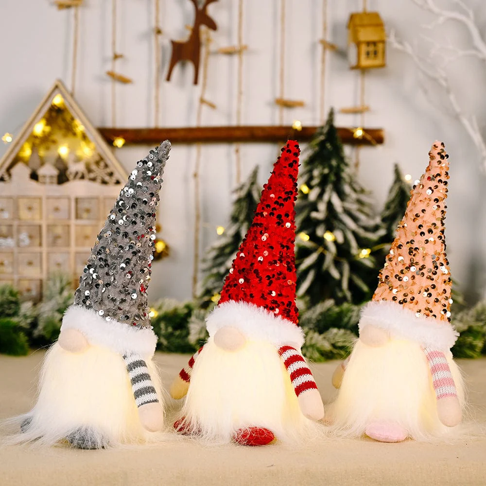 Sequin Light-Up Faceless Gnome - Image 3