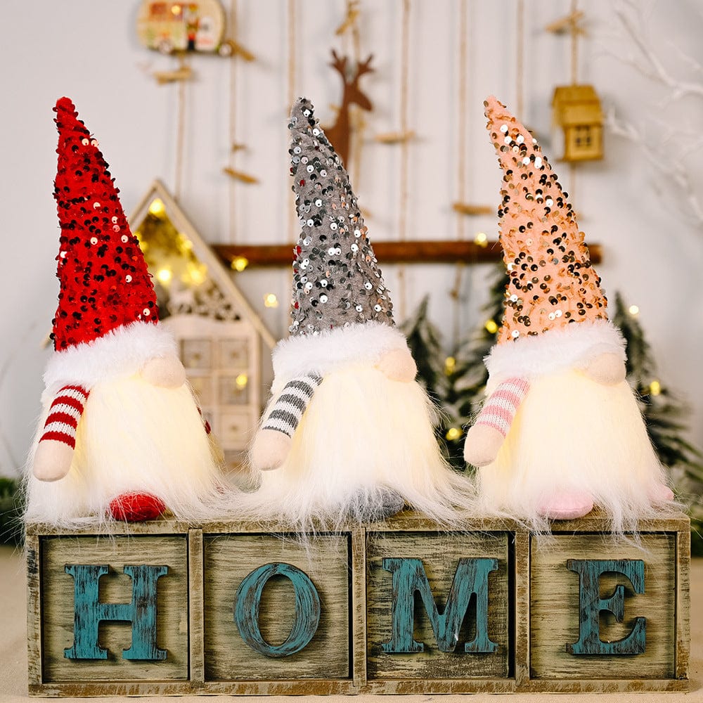 Sequin Light-Up Faceless Gnome - Image 4