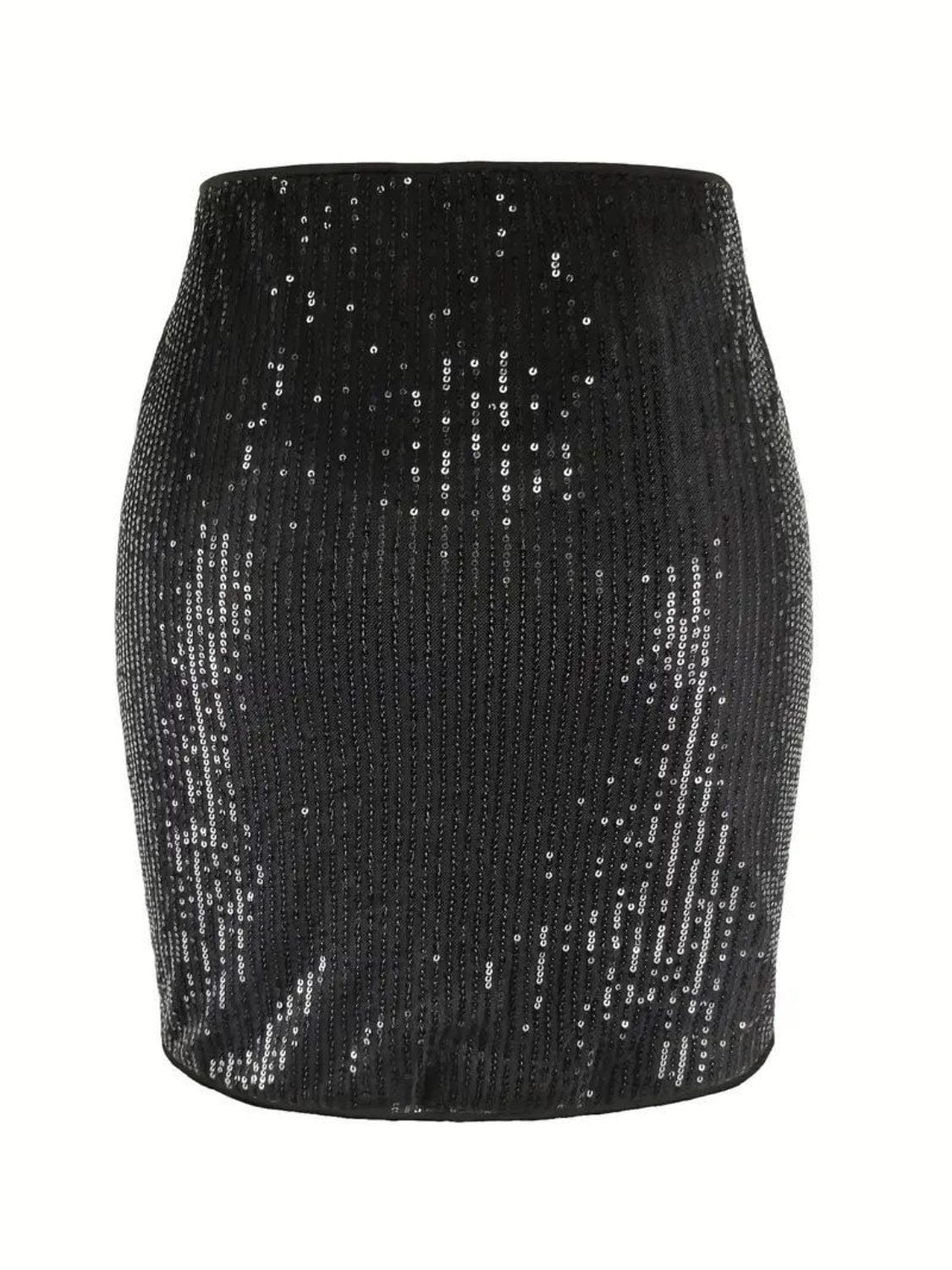 Black Sequin Mini Skirt - Image 5