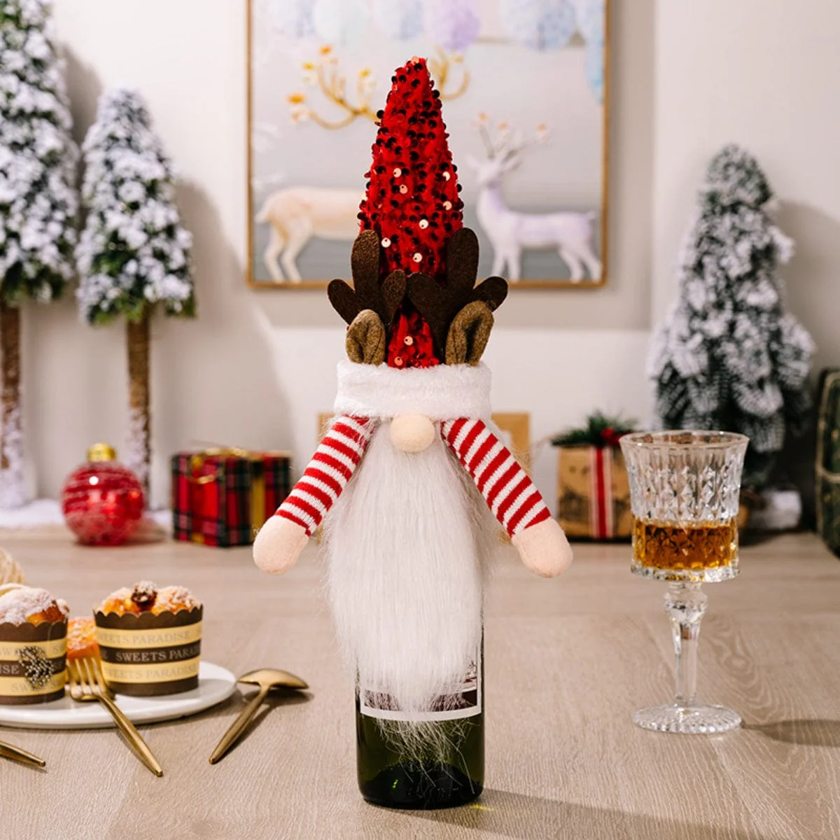 Sequin Pointed Hat Wine Bottle Cover - Image 2