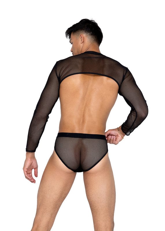 Black Men’s X-Posed Mesh Crop Top (Red Also Available) - Image 2