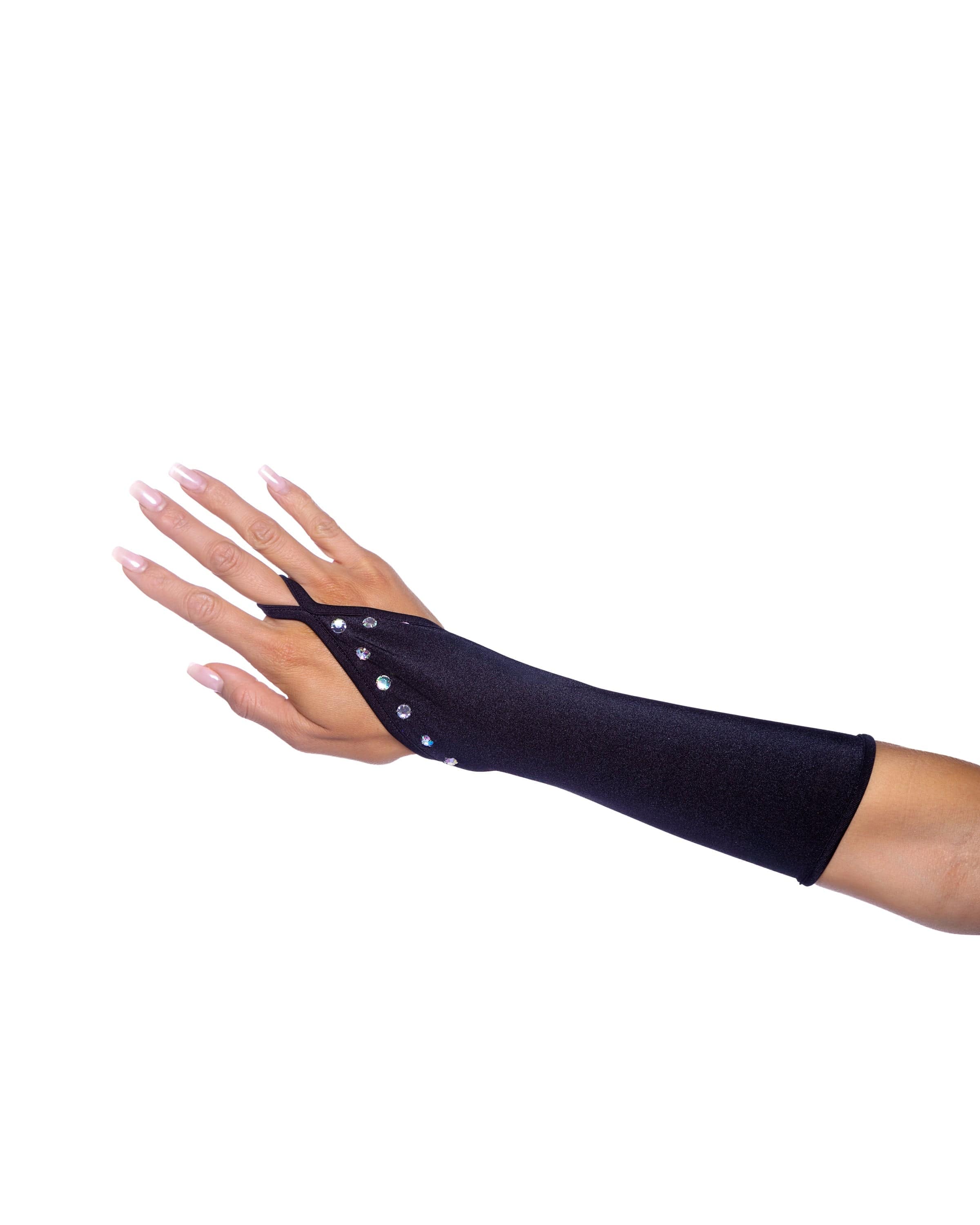 Sexy Black Bedazzled Gloves w/ Rhinestones