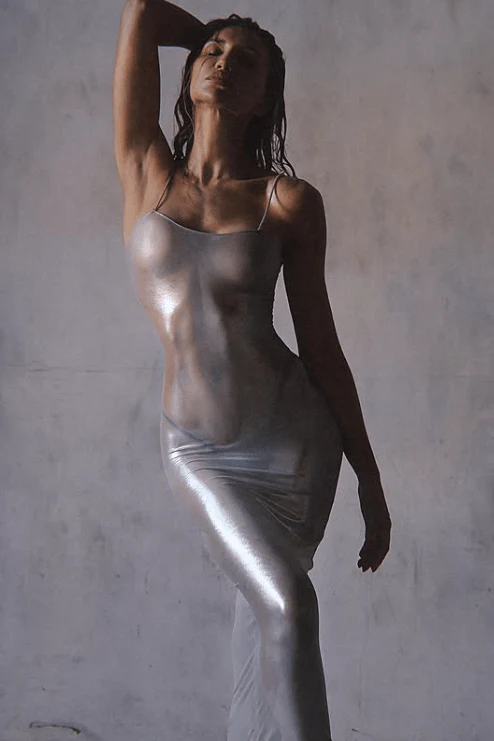 Sexy Silver Transparent Sheer "Barely There" Long Maxi Slip Dress - Image 3