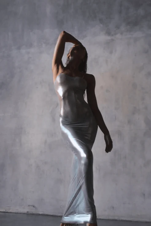 Sexy Silver Transparent Sheer "Barely There" Long Maxi Slip Dress - Image 5