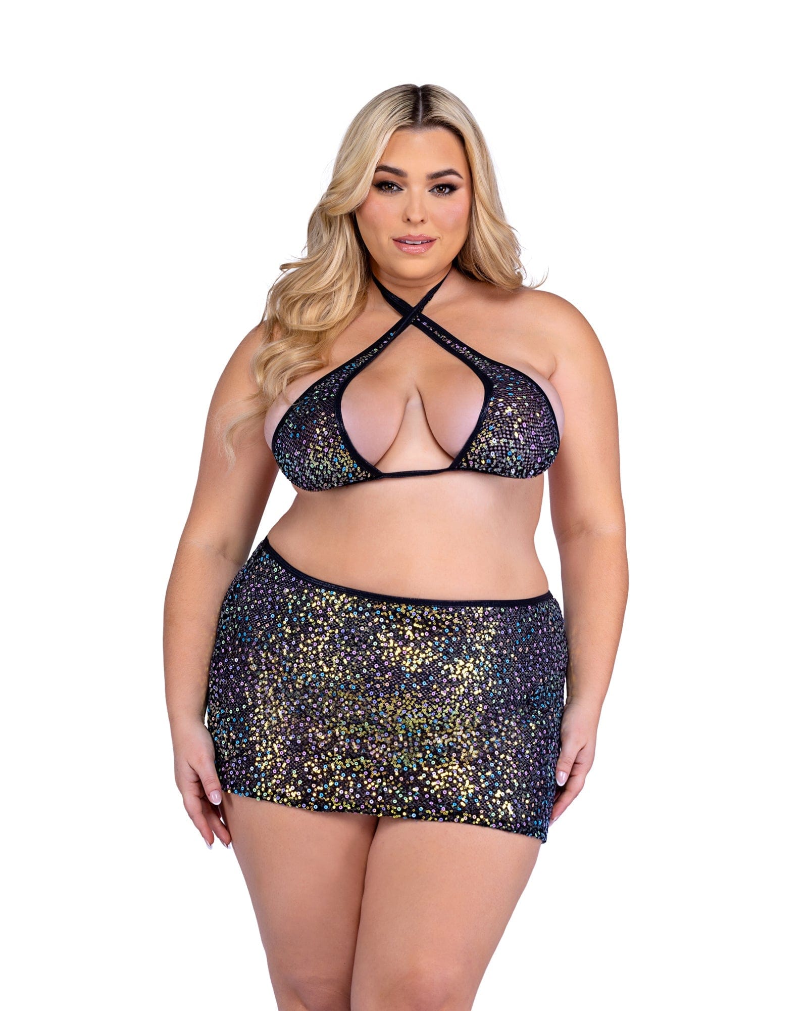 Sexy White Sequin Fishnet Criss Cross Top - Image 7