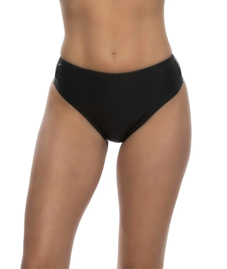 Sexy Women's Black Faux Leather Mid Rise Panty Shorts