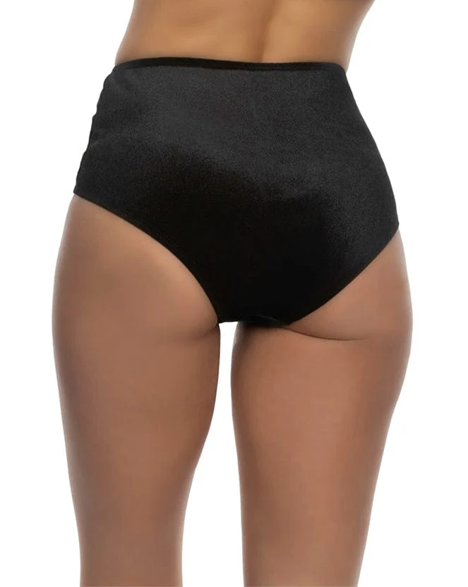 Sexy Women's Black Velvet High Waisted Panty Shorts - Image 2