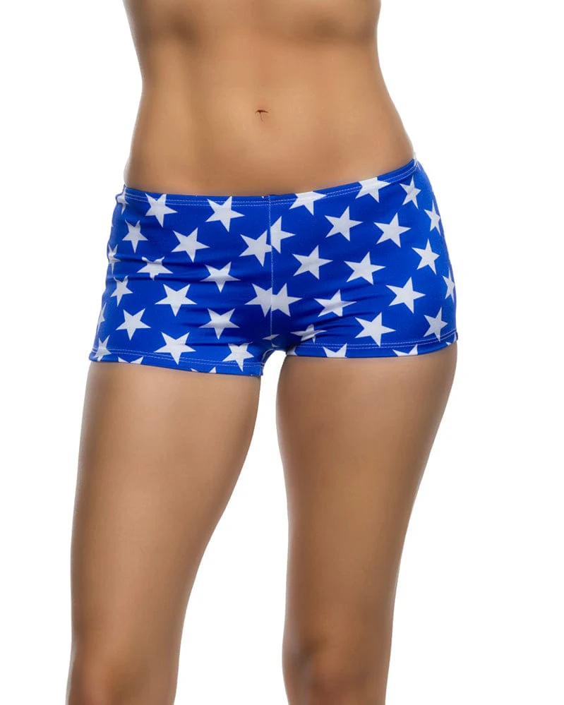 Sexy Women's Blue Star-Spangled Low Rise Booty Shorts