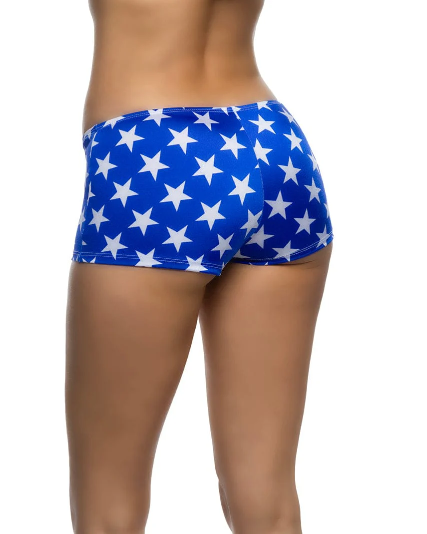 Sexy Women's Blue Star-Spangled Low Rise Booty Shorts - Image 2