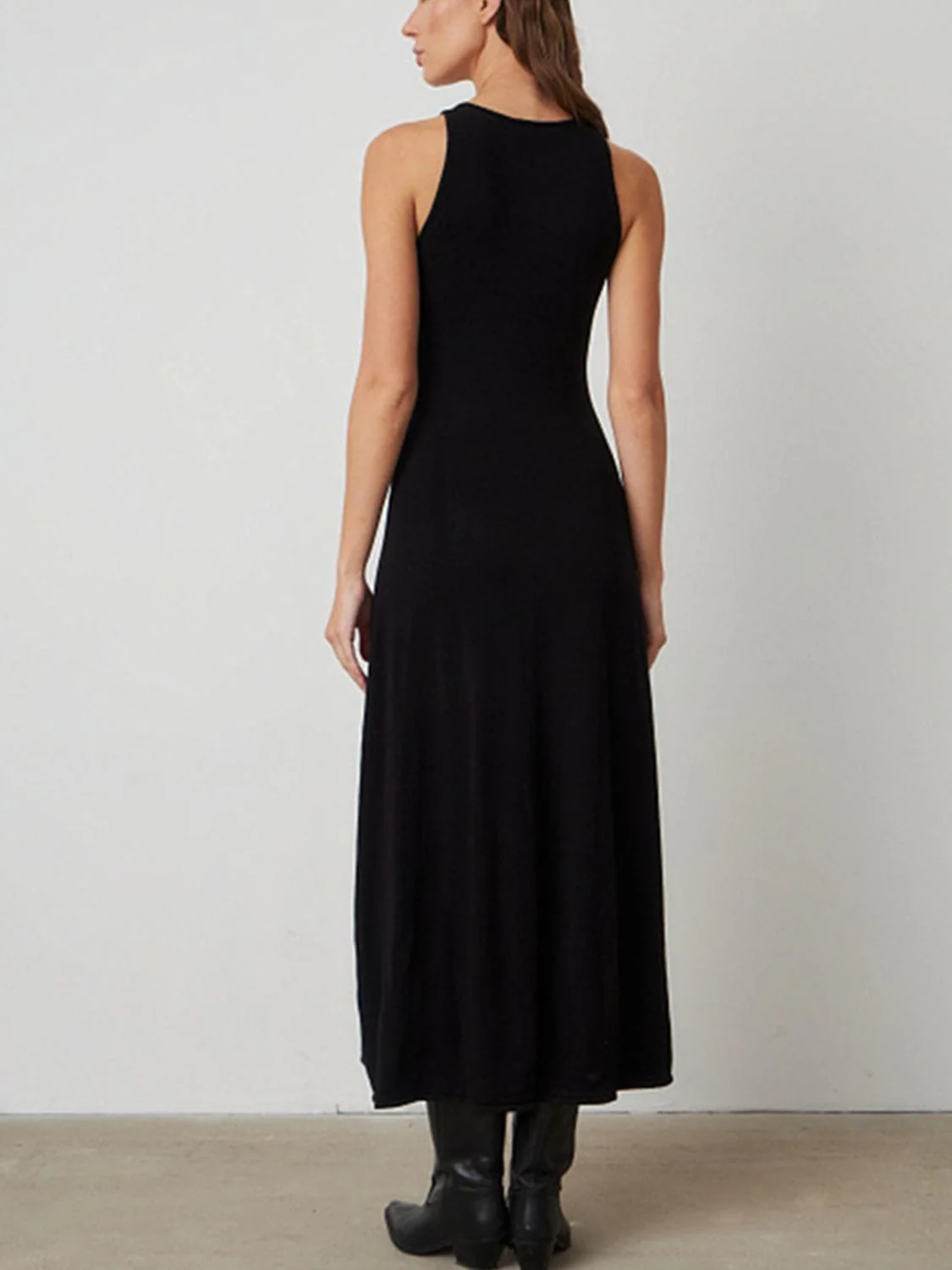 White Side Slit Round Neck Sleeveless Evening Party Dress - Image 10