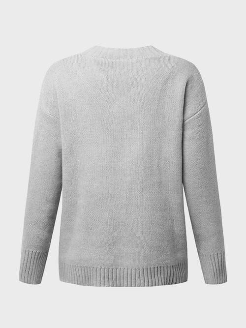 V-Neck Long Sleeve Knit Top - Image 13